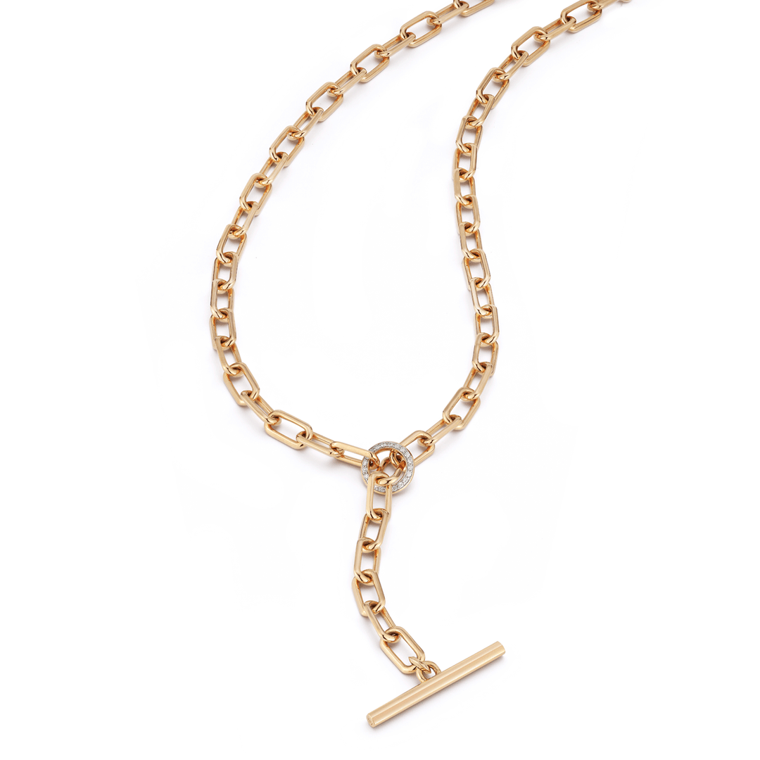 Walters Faith Saxon 18k Rose Gold and Diamond Chain Link Necklace with Toggle Closure
