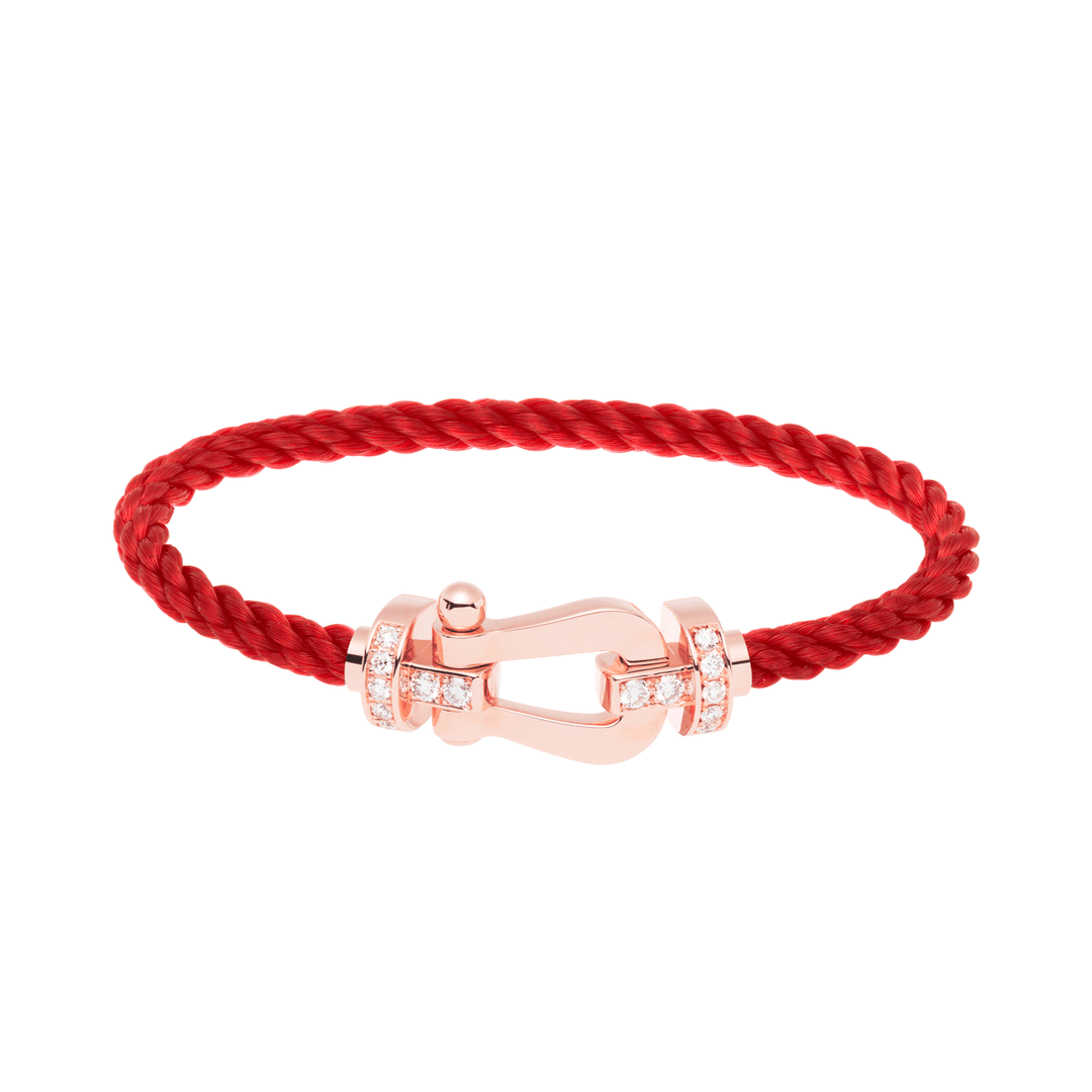 FRED Red Cord Bracelet with 18k Rose Half Diamond LG Buckle, Exclusively at Hamilton Jewelers