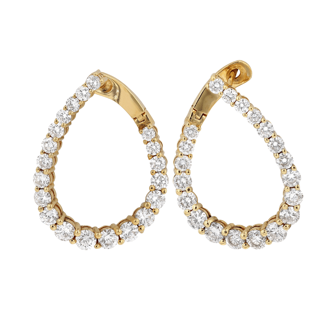 18k Gold and Diamond 3.39 Total Weight Spiral Earrings