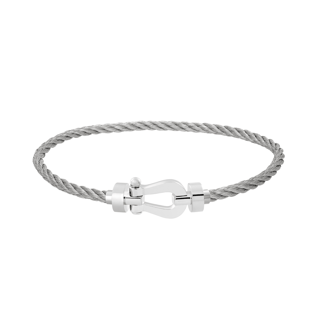 FRED Steel Cable Bracelet with 18k White MD Buckle, Exclusively at Hamilton Jewelers