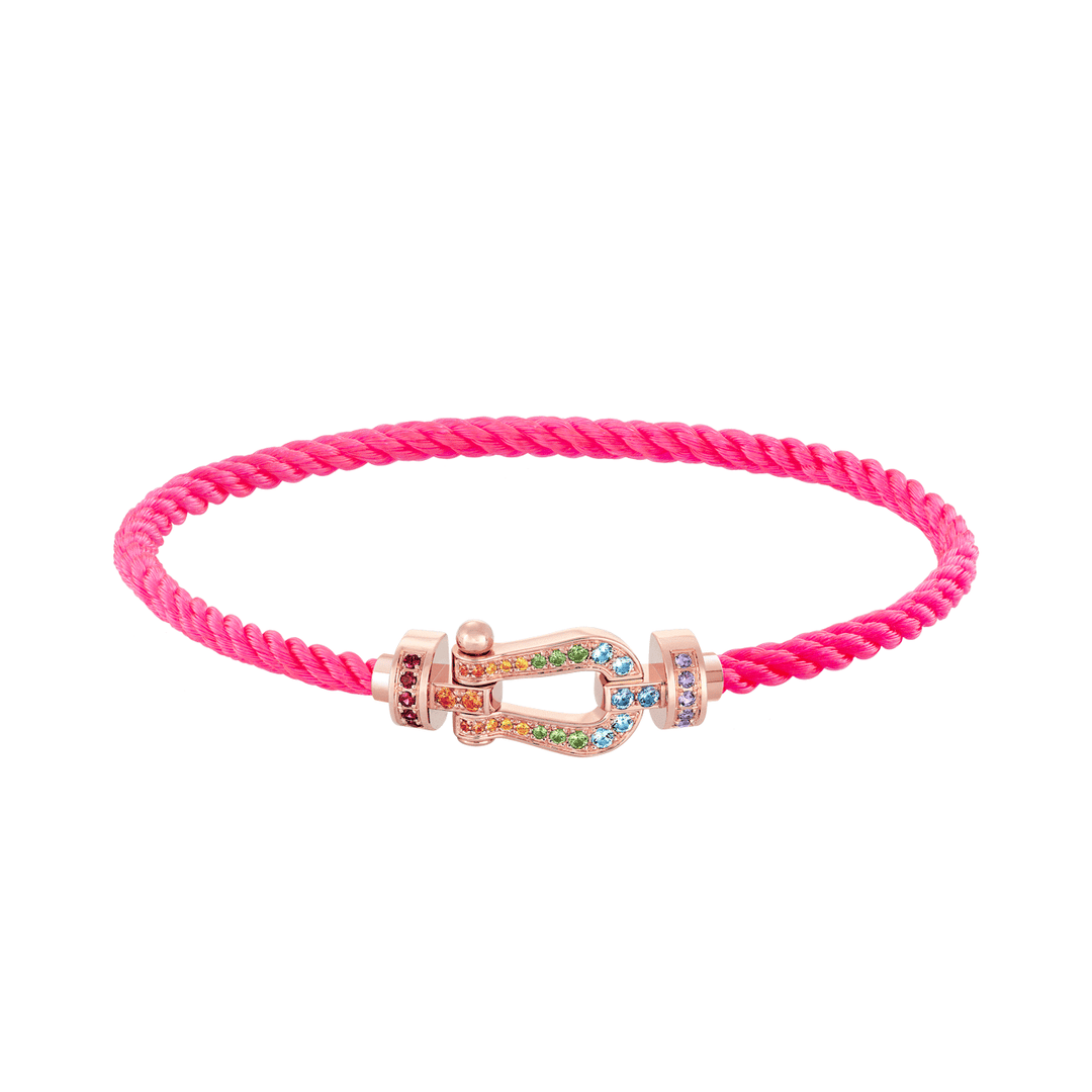 FRED Pink Cord Bracelet with 18R Rainbow Gemstone MD Buckle, Exclusiveley at Hamilton Jewelers