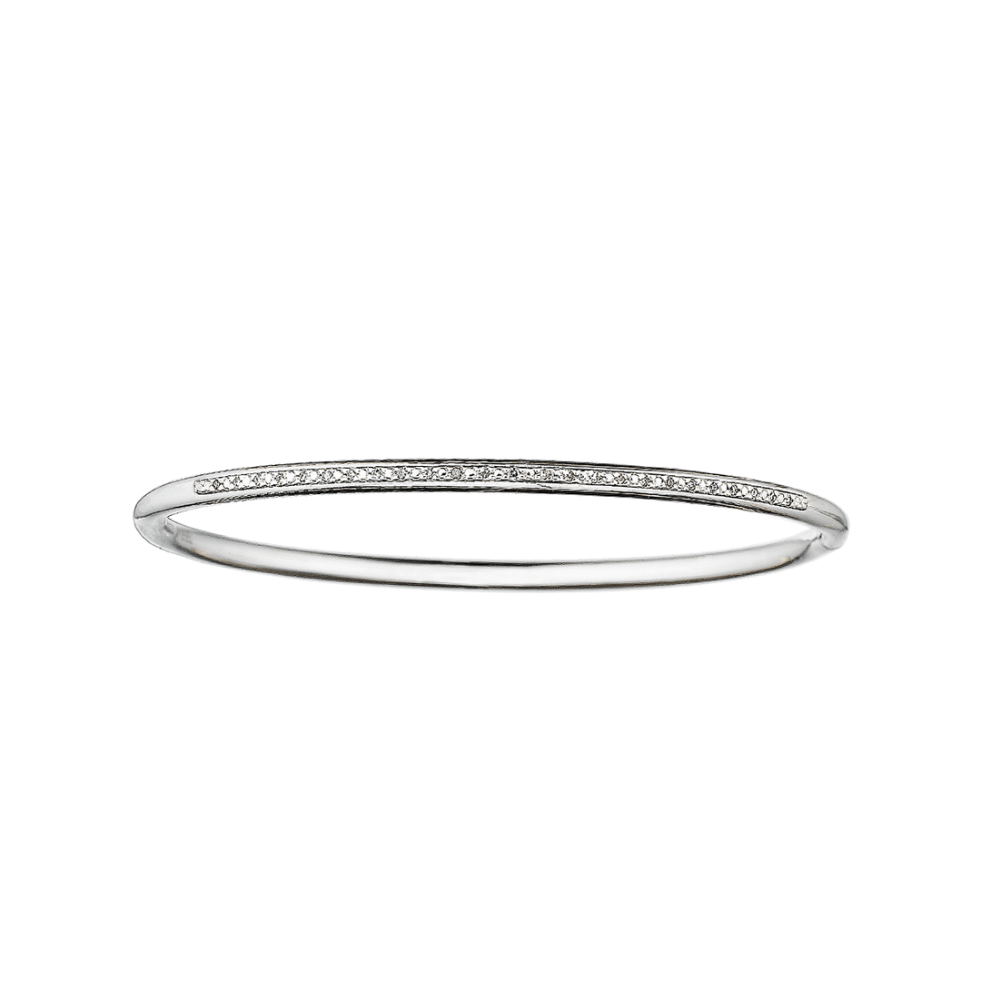 Must Haves Steel and Sterling Silver Diamond Bangle