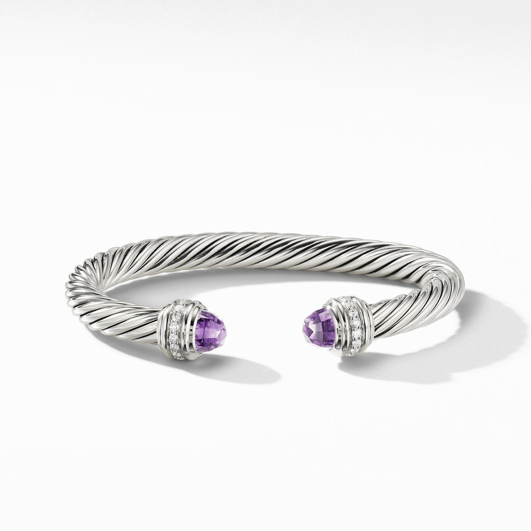 Cable Bracelet with Amethyst and Diamonds