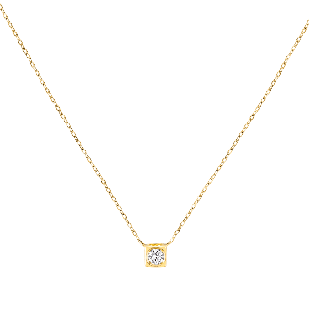 Dinh Van Le Cube 18k Yellow Gold Medium Diamond Necklace