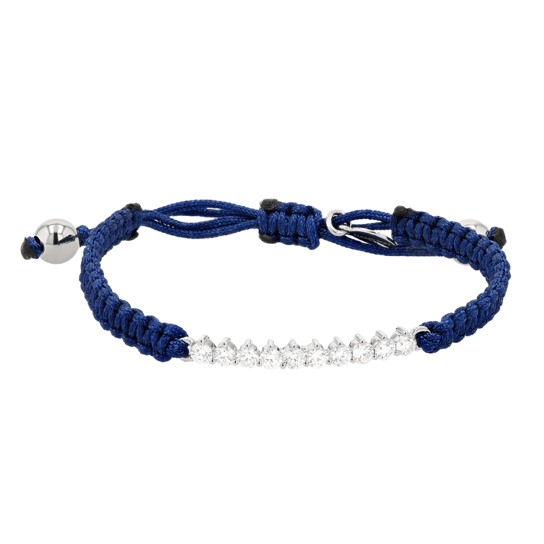 18k Gold Blue Cord and .68 Total Weight Diamond Bracelet