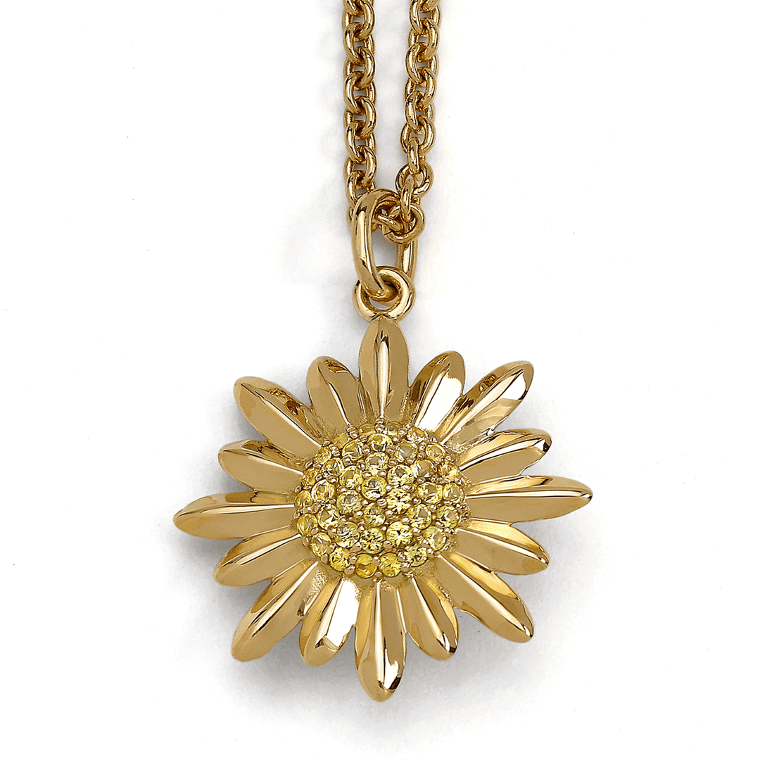 Charms of Hope 18k Gold and Yellow Sapphire Sunflower Medium Pendant