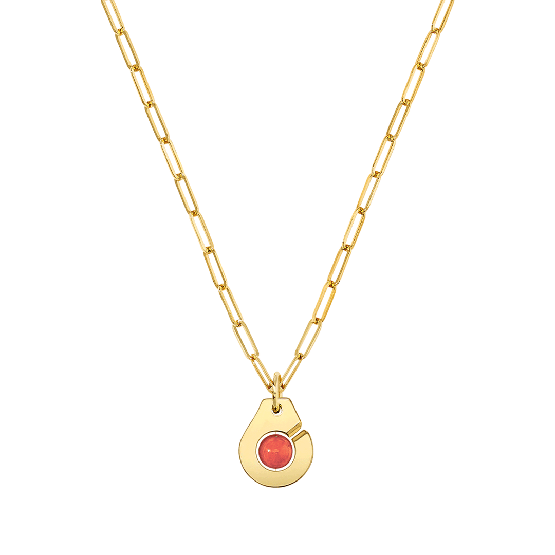 Dinh Van Menottes 18k Yellow Gold R10 Coral Necklace