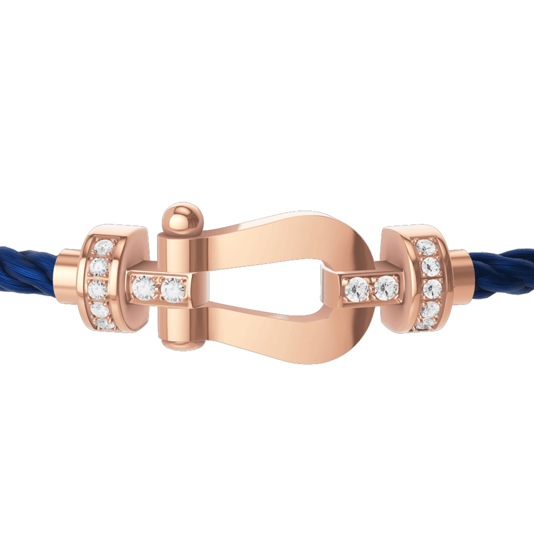 FRED Navy Cord Bracelet with 18k Rose Half Diamond MD Buckle, Exclusively at Hamilton Jewelers