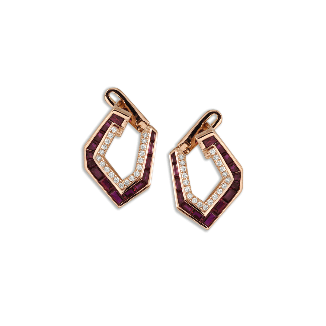 Kavant and Sharart Origami 18k Rose Gold and Ruby Earrings