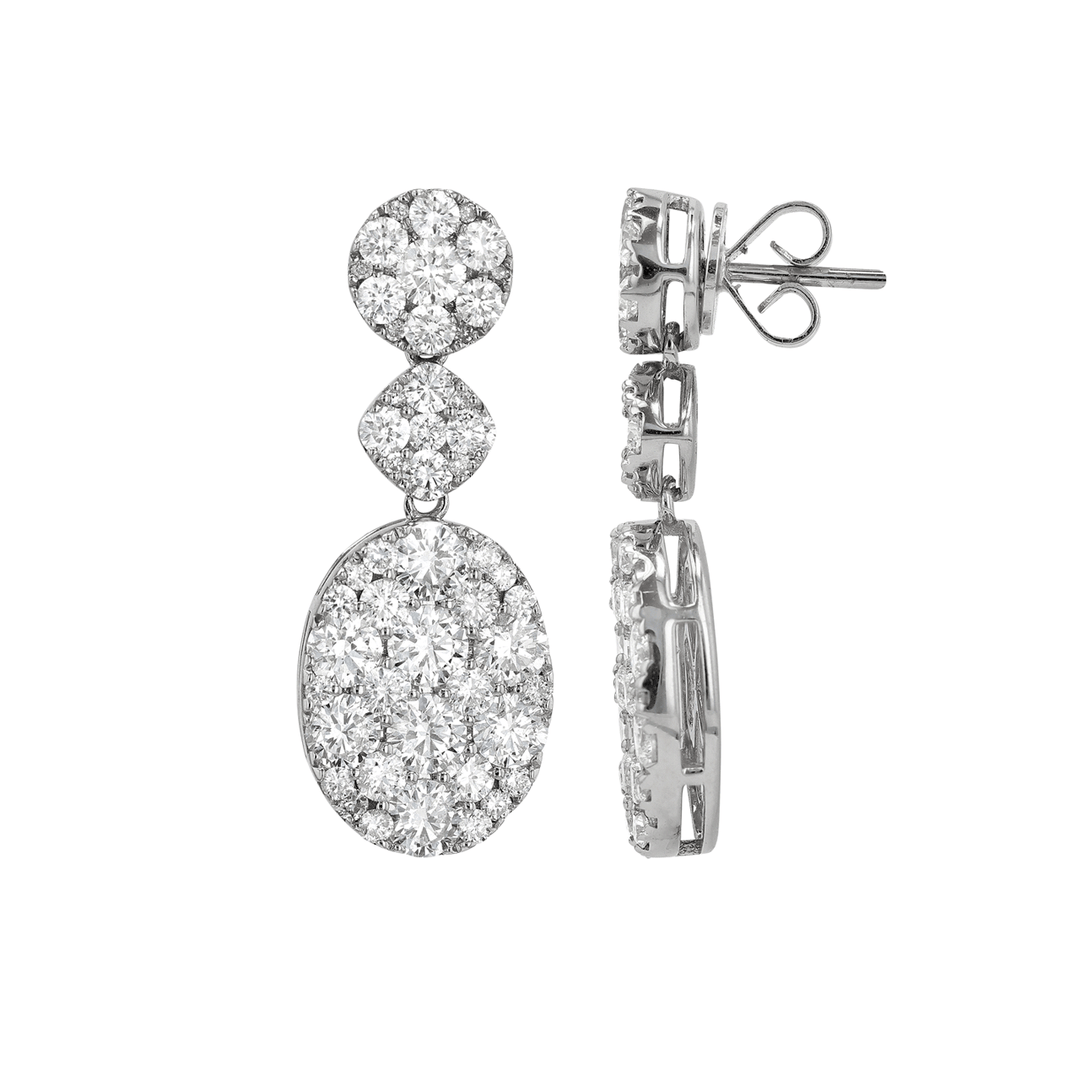 18k Gold and 3.94 Total Weight Diamond Earrings