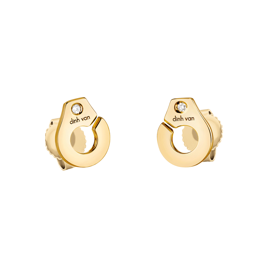 Dinh Van Menottes R7.5 18k Yellow Gold Diamond Earrings