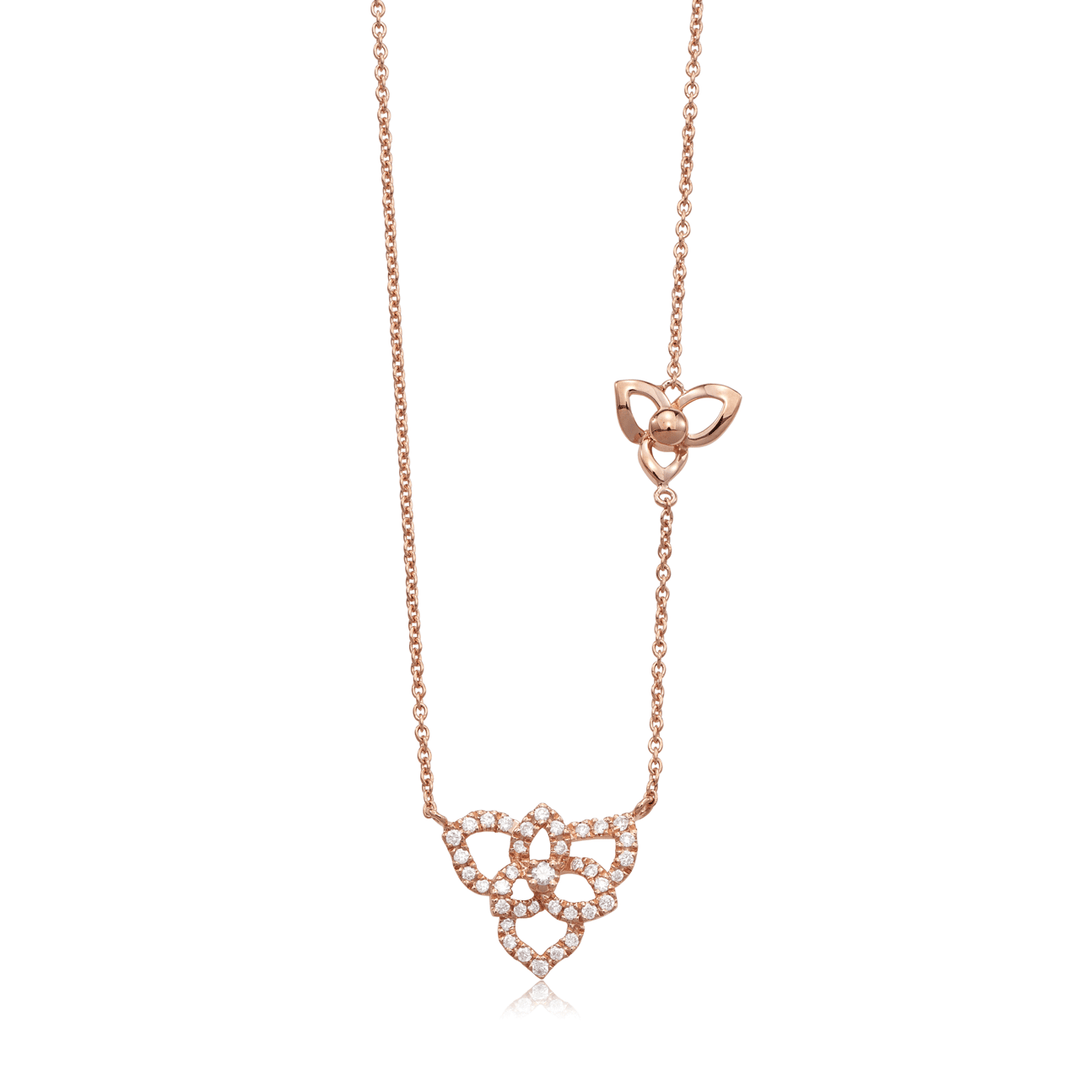 Fleur 18k Rose Gold and Diamond .15 Total Weight Necklace