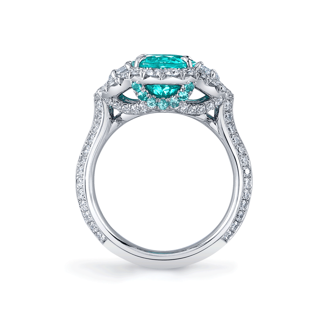 Private Reserve 3.24 Total Weight Oval Paraiba Tourmaline Ring