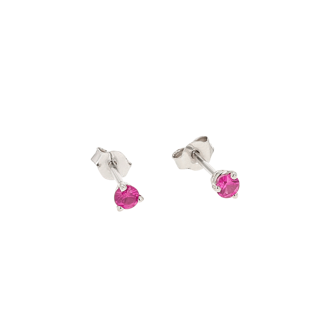 14k White Gold and 2.5mm Ruby Studs