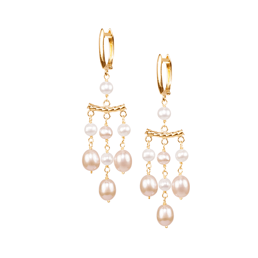 14k Yellow Gold and Multi-Color Freshwater Pearl Earrings