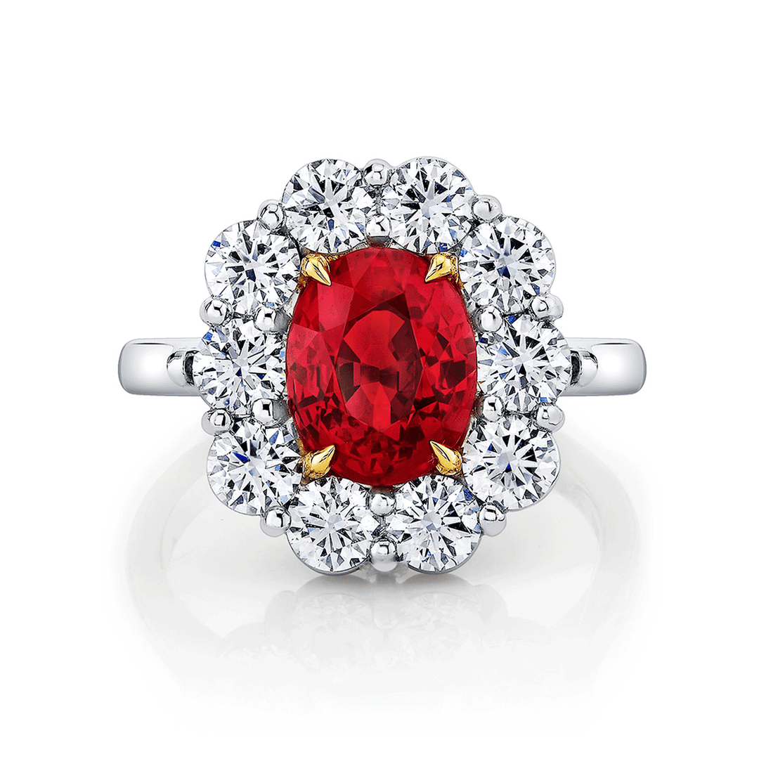 Private Reserve Platinum 18k Ruby 3.07 Total Weight and Diamond Ring
