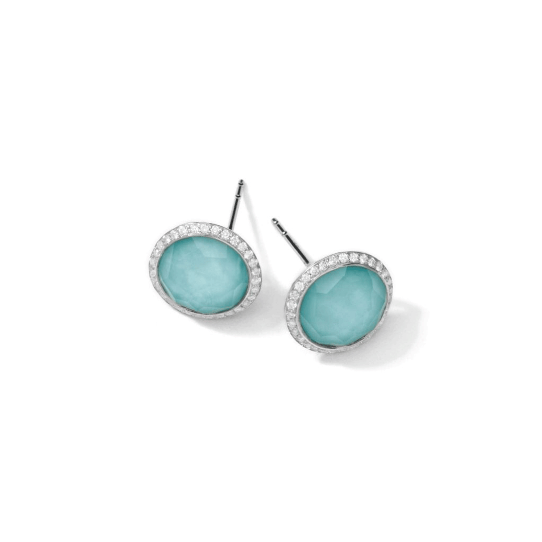 Ippolita Classico Lollipop Small Turquoise Earrings in Sterling Silver and Diamonds