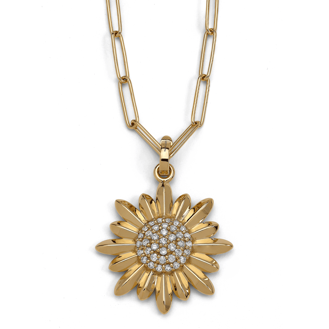 Charms of Hope 18k Gold Sunflower and Diamond Large Necklace