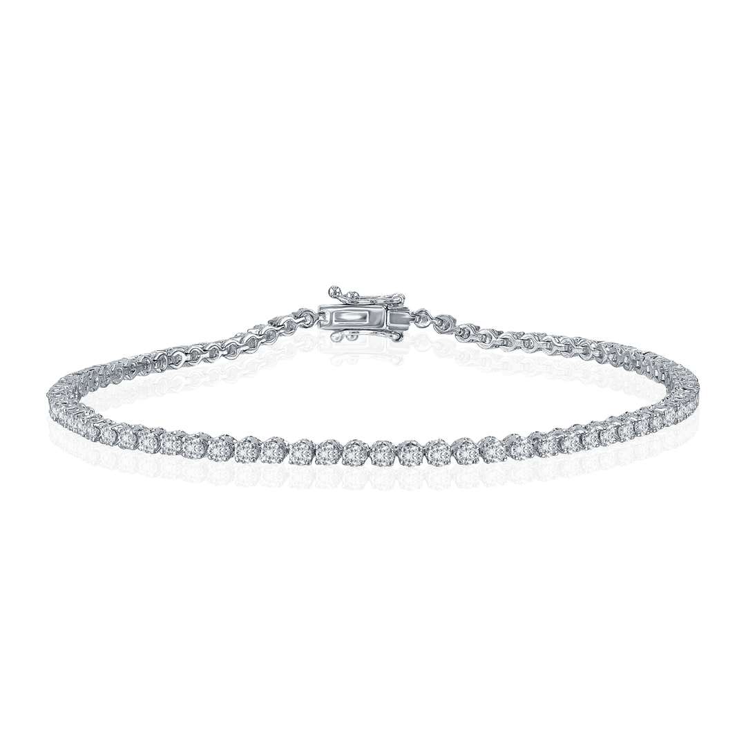 14k White Gold and 1.84 Total Weight Diamond Line Bracelet