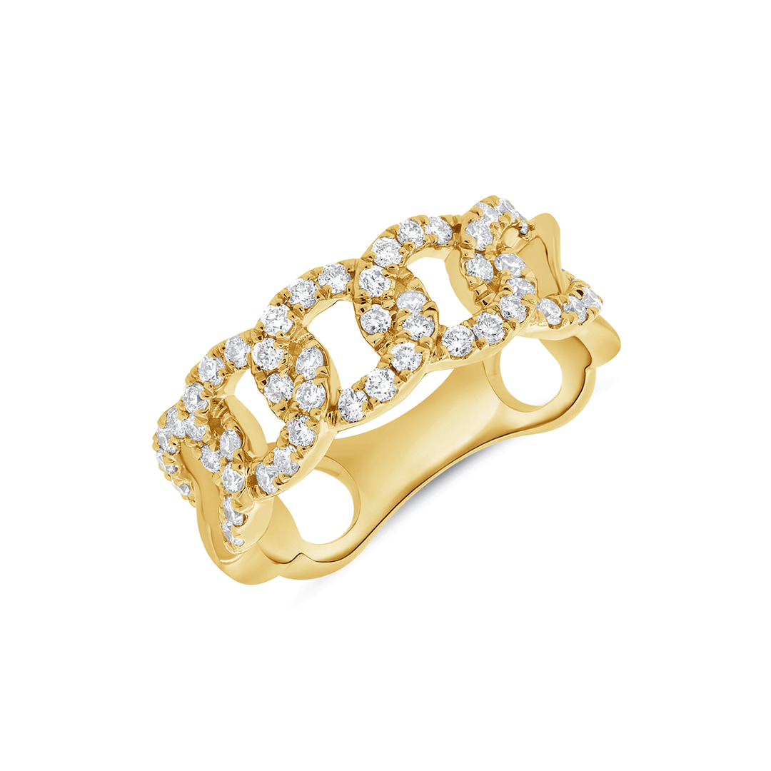 14k Yellow Gold Open Link Diamond .59 Total Weight Ring