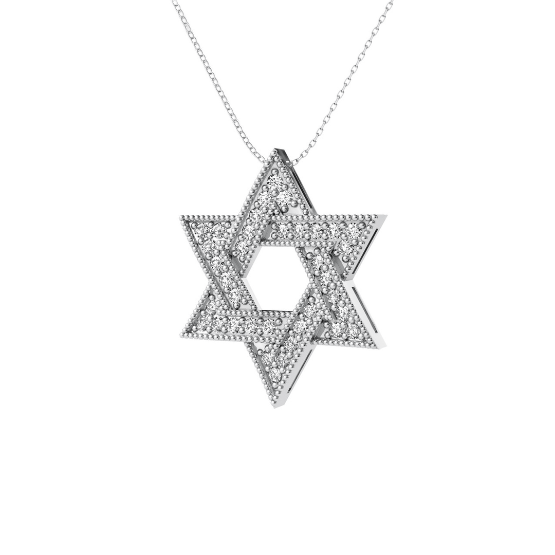 14k Gold and Diamond 1.16 Total Weight Star Of David Pendant