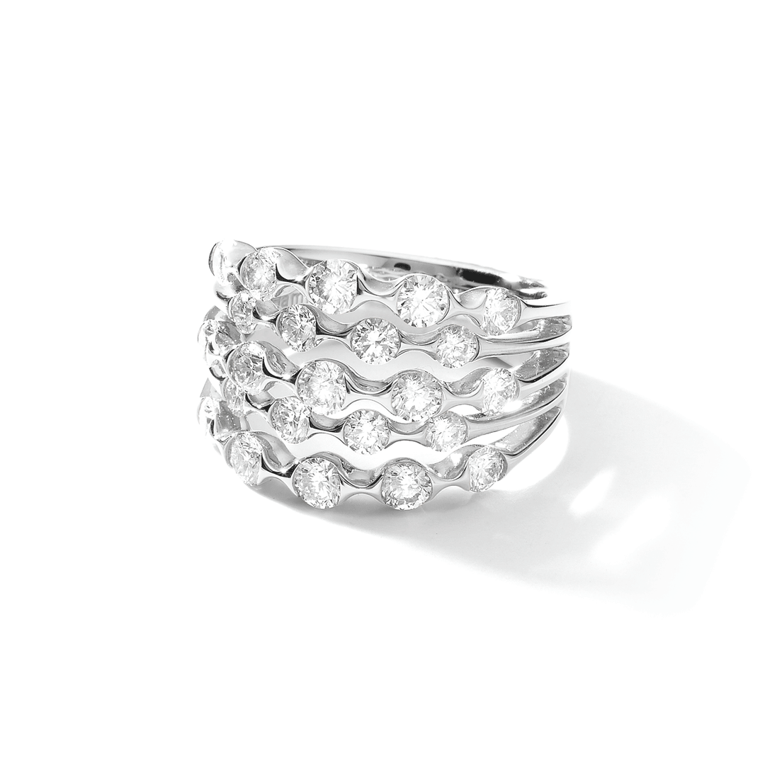 Wave 18k White Gold and Diamond 2.00 Total Weight Ring