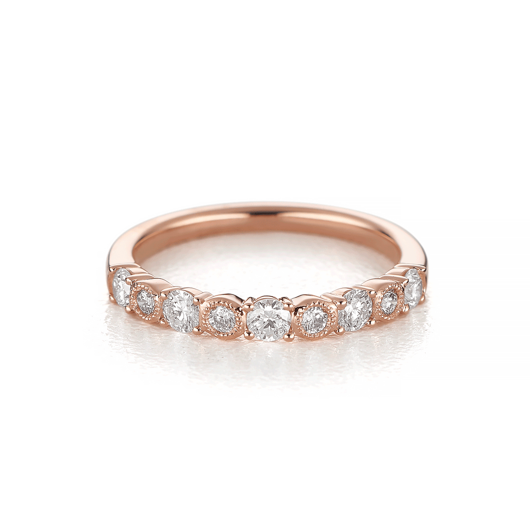 Heritage 18k Rose Gold and .50 Total Weight Diamond Half Way Band