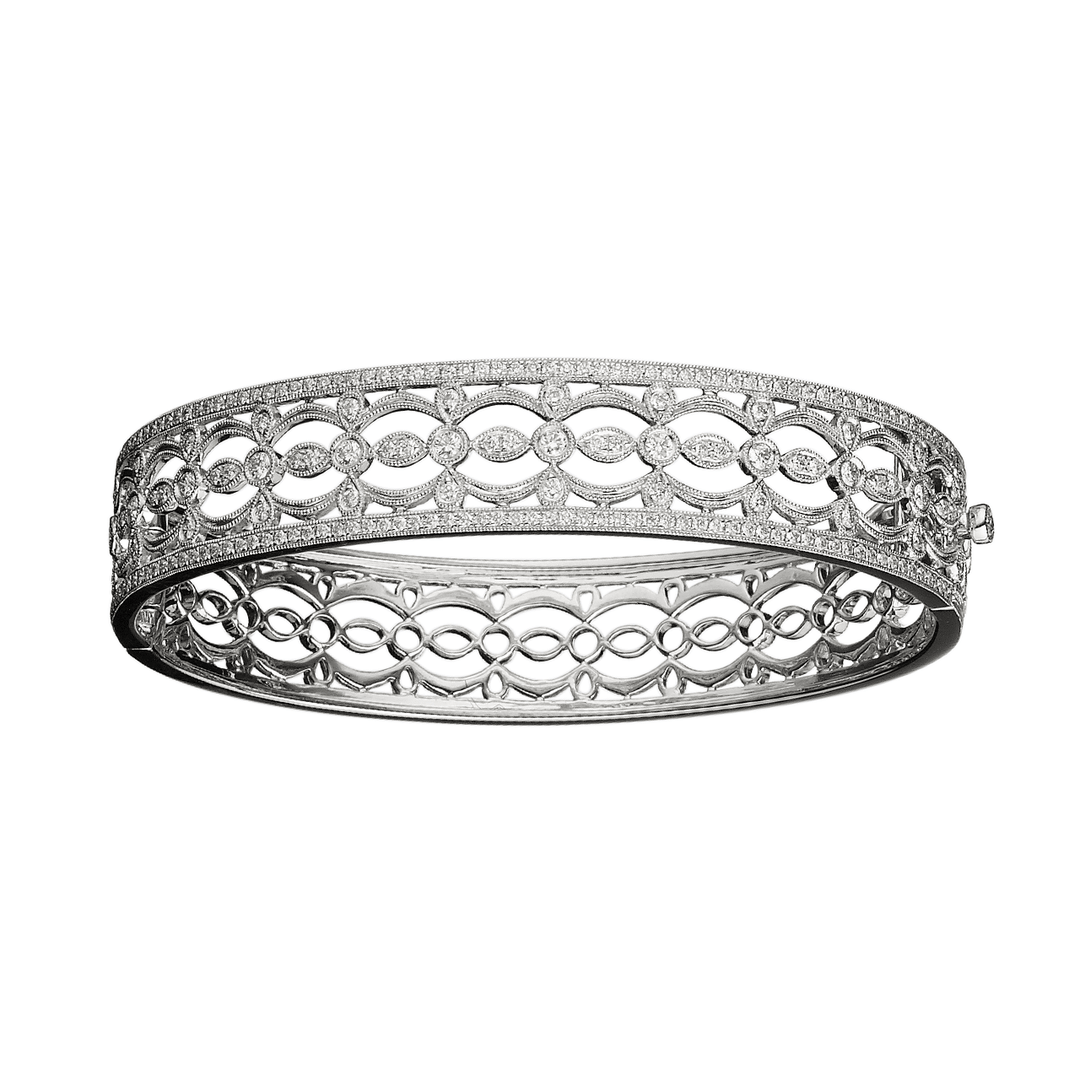 Heritage 18k Wide 12mm Diamond 1.52 Total Weight Bangle