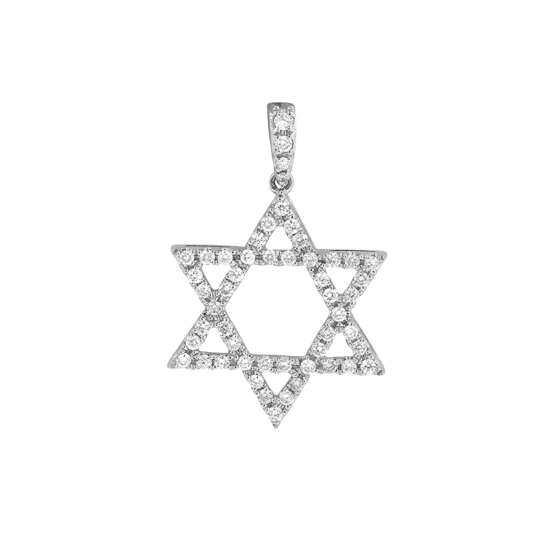 18k Gold and Diamond .46 Total Weight Star of David Pendant