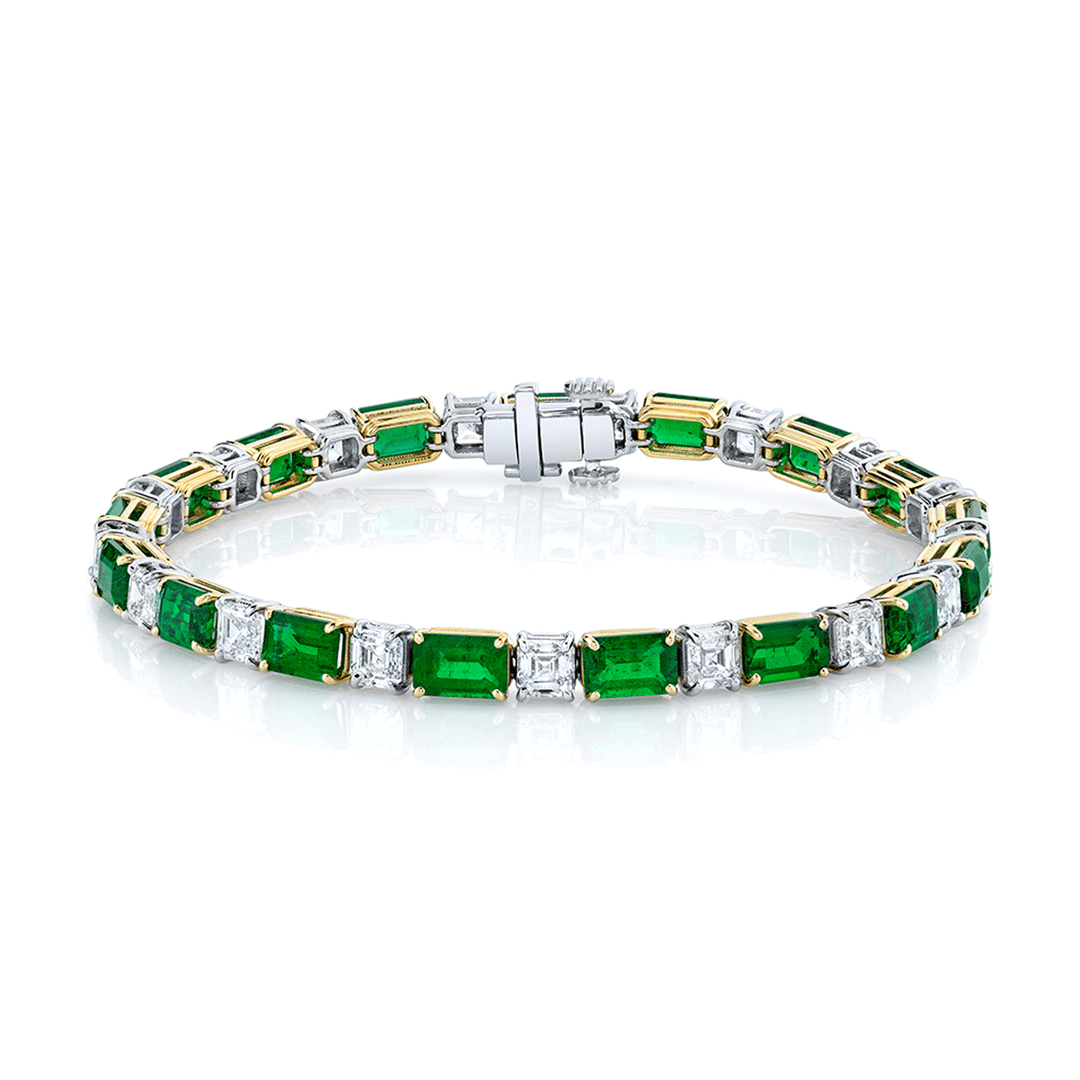 Private Reserve Zambia Emerald 9.37 Total Weight and Diamond Bracelet