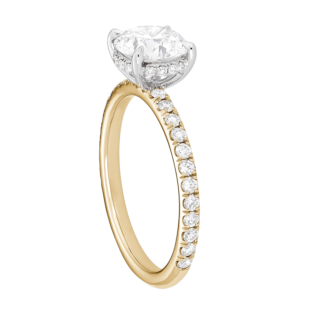 Hamilton Silhoutte 18k Yellow Gold and Platinum Hidden Halo Ring Setting