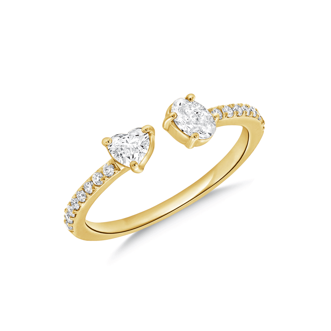 14k Gold Stackable Heart and Oval Shape Diamond .58 Total Weight Ring