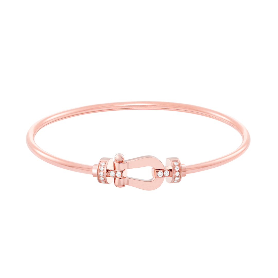 FRED Rose Gold Bangle Bracelet with 18k Half Diamond MD Buckle, Exclusively at Hamilton Jewelers