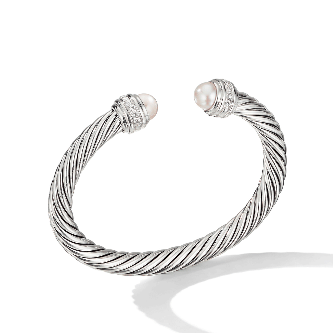 David Yurman Cable Bracelet with Pearls and Diamonds