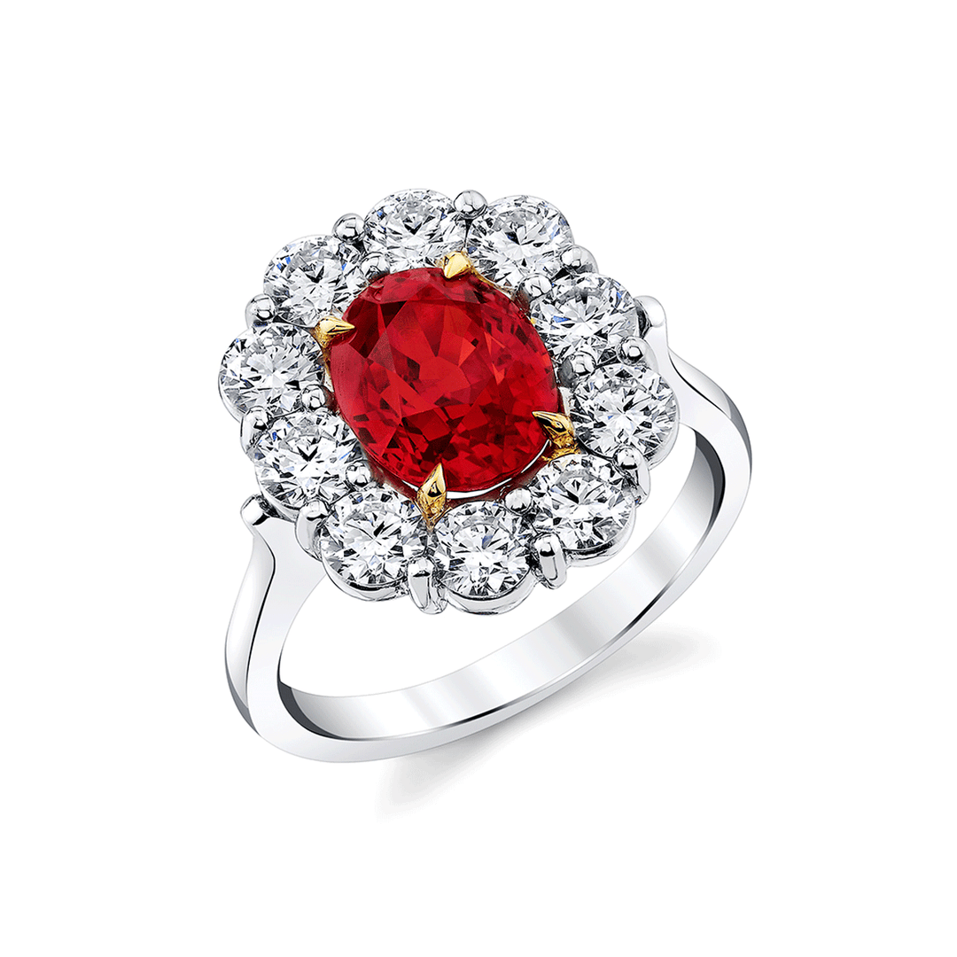 Private Reserve Platinum 18k Ruby 3.07 Total Weight and Diamond Ring