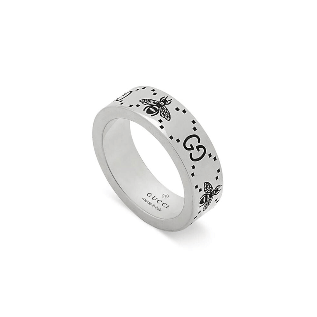 Gucci GG and Bee Engraved Ring, SZ 14