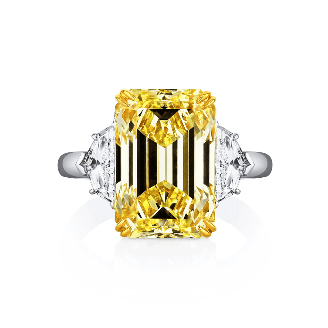 Private Reserve Platinum and 18k Gold 7.60 Total Weight Yellow Diamond Ring
