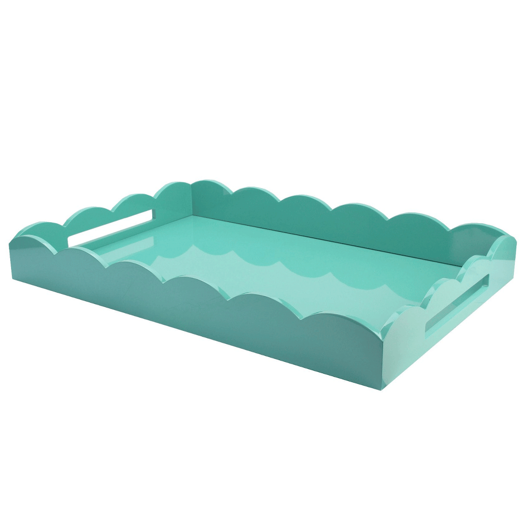 Turquoise Large Scalloped Edge Tray