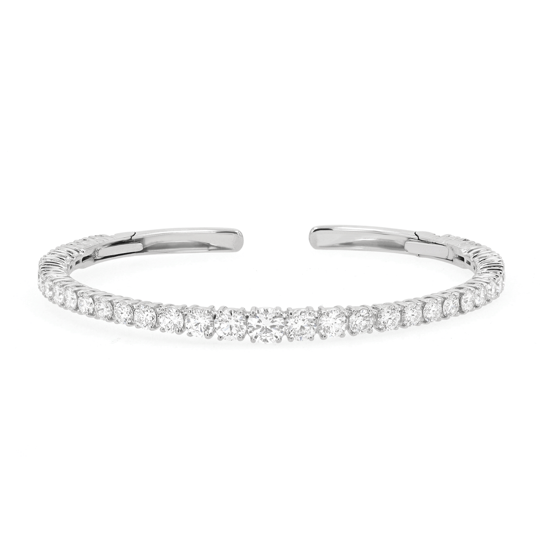 18k White Gold and 5.00 Total Weight Diamond Cuff Bracelet