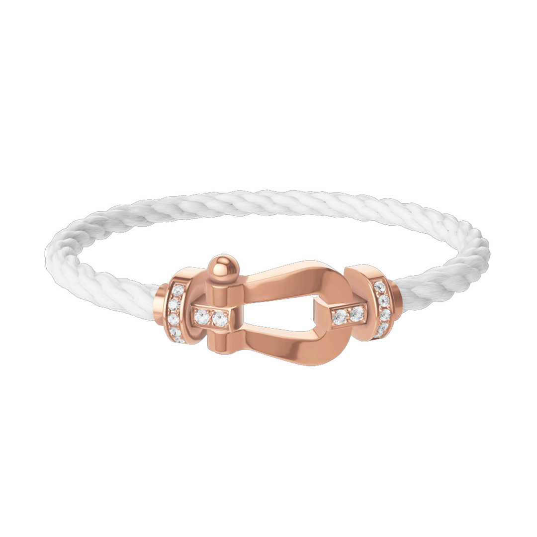 FRED White Cord Bracelet with 18k Half Diamond LG Buckle, Exclusively at Hamilton Jewelers