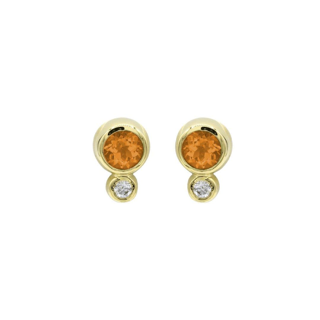 14k Gold and Citrine Bezel Earrings