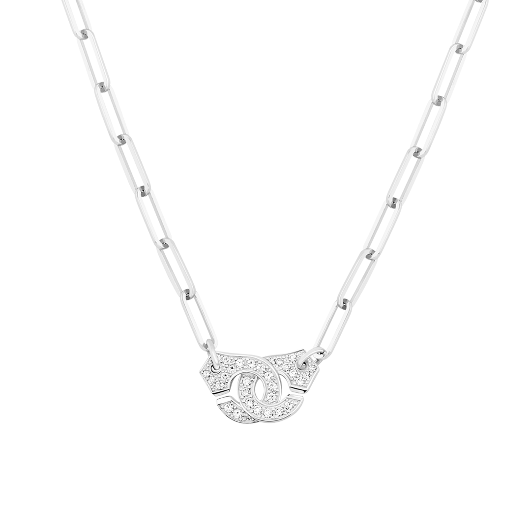 Dinh Van Menottes 18k White Gold R12 Pave Diamond Necklace