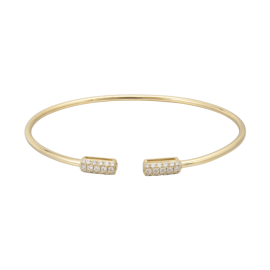 18k Yellow Gold and .33 Total Weight Diamond End Cap Bracelet