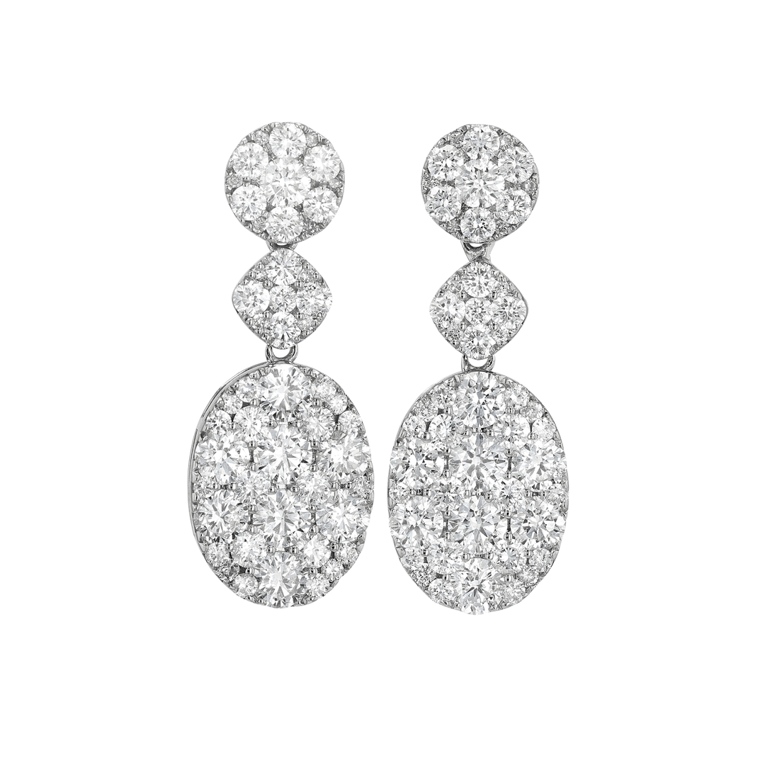 18k Gold and 3.94 Total Weight Diamond Earrings