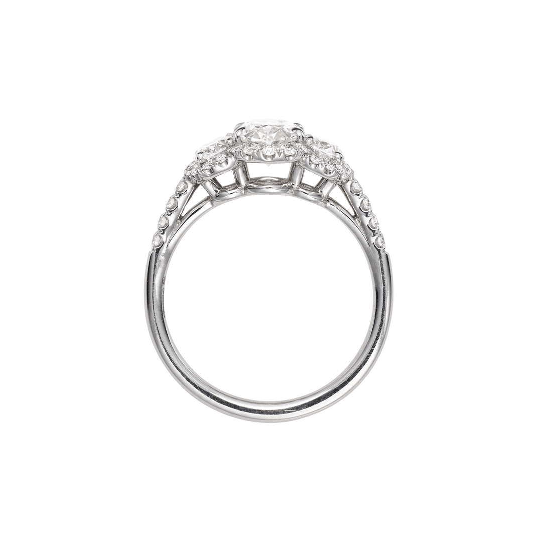 Platinum 3 Stone Oval Diamond Engagement Ring