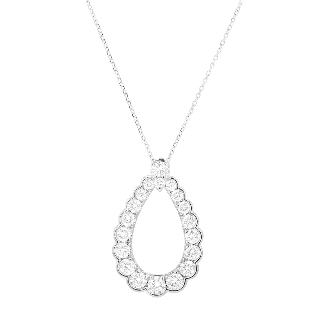 14k White Gold and Diamond 1.59 Total Weight Drop Pendant