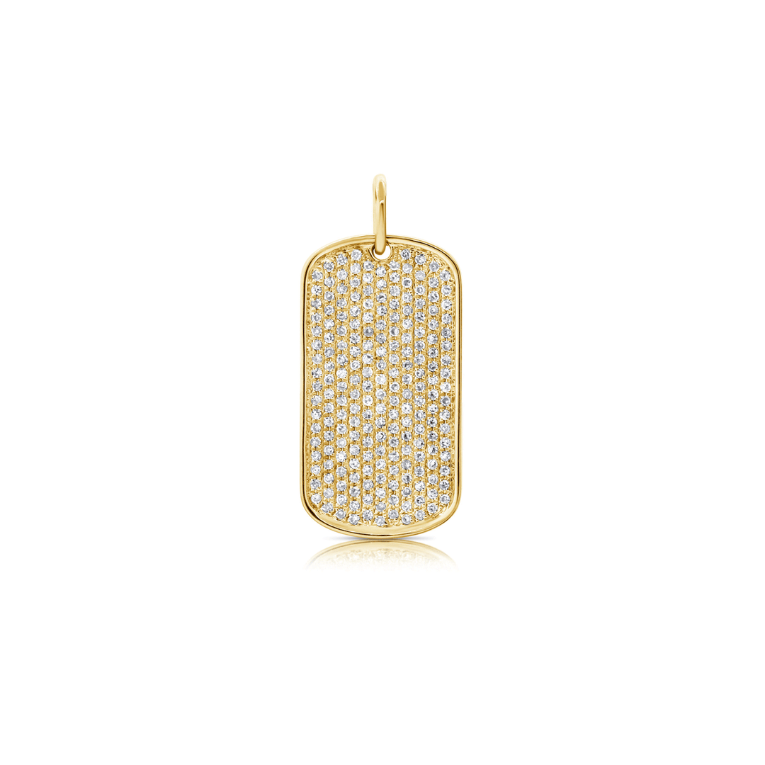 14k Gold and Diamond .56 Total Weight Dog Tag Charm