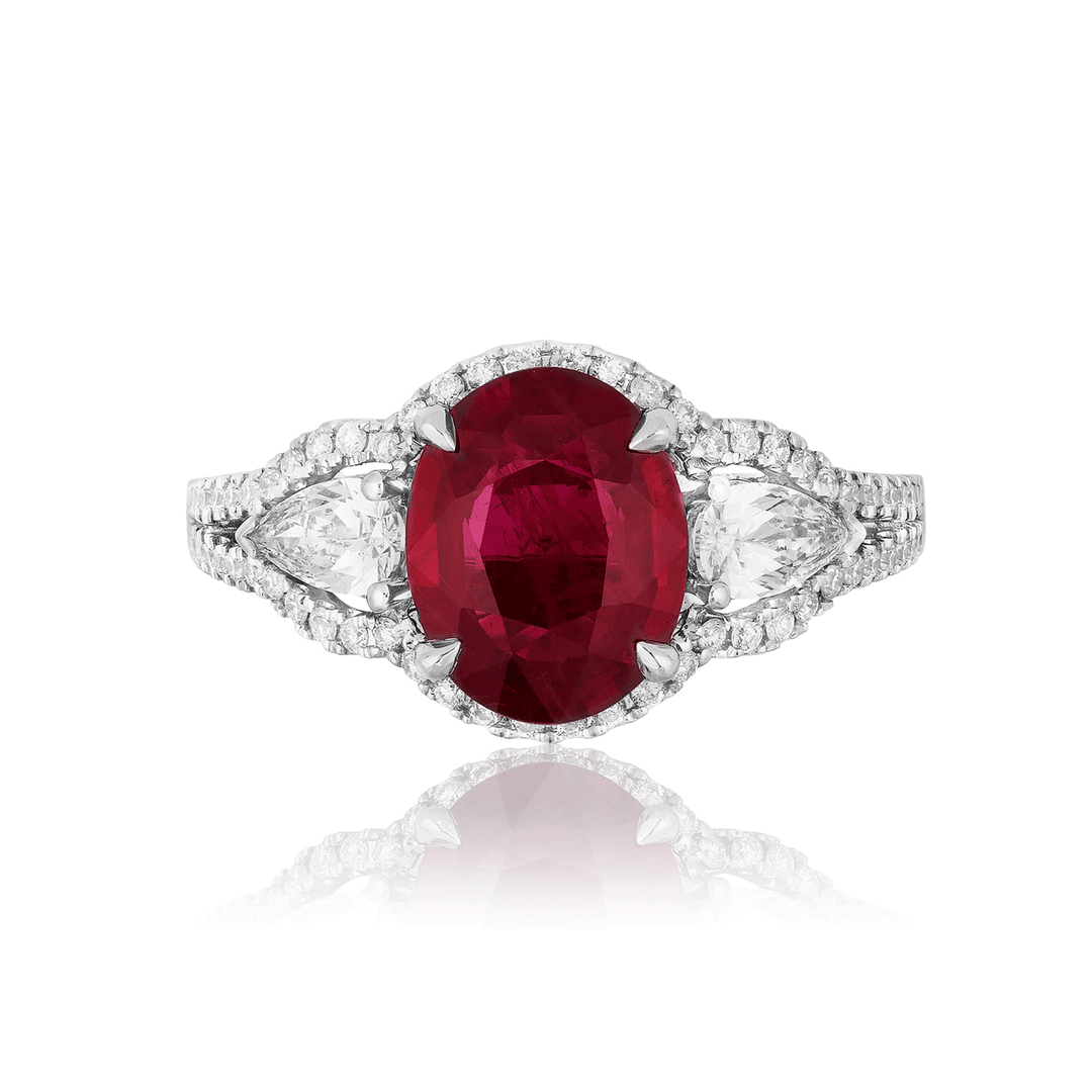 Private Reserve 18k Gold Ruby 2.21 Total Weight and Diamond Ring