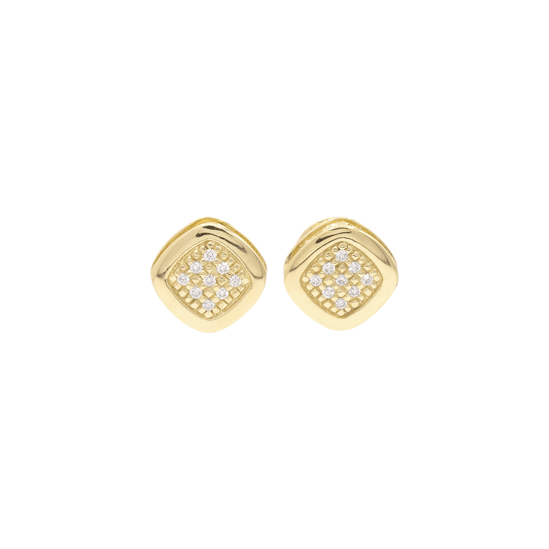 1970's 18k Yellow Gold and Diamond .20 Total Weight Cushion Earrings