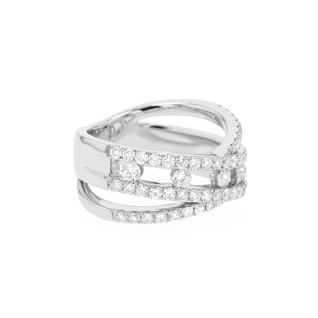 18k White Gold and 1.30 Total Weight Diamond Cross Ring